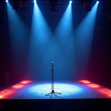 Eine beleuchtete leere Konzertbühne