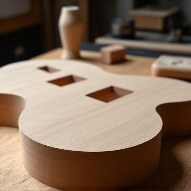 Unvollendeter Gitarrenkorpus aus Holz